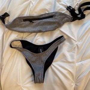 Triangl Sparkly bikini bottoms and Fanny pack